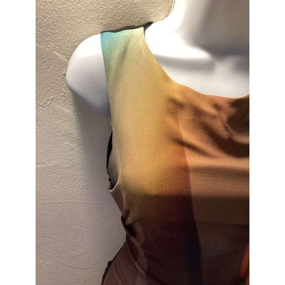 Nicole Miller Abstract Print Y2K Ruched Stretch Mini Bodycon Evening Dress 4 S - Picture 3 of 6